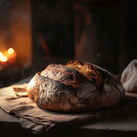 Sourdough Bread On Stone In Rustic Pubの素材
