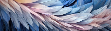 Very Detailed Feathers Pastel Blue Tones Panoramic Bannerの素材