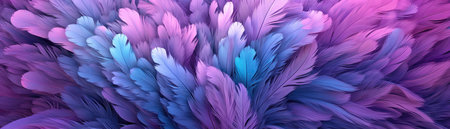 Very Detailed Feathers Pastel Green Purple Tones Panoramic Bannerの素材