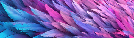Very Detailed Feathers Pastel Purple Pink Blue Tones Panoramic Bannerの素材