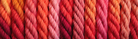 Red Pink Orange Close Up Very Detailed Pattern Of Ropes Panoramic Bannerの素材