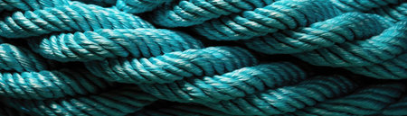 Turquoise Close Up Very Detailed Pattern Of Ropes Panoramic Bannerの素材