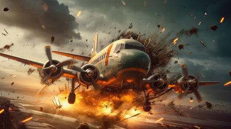 Airplane With A Rocket Engine Crashes In A Stormの素材