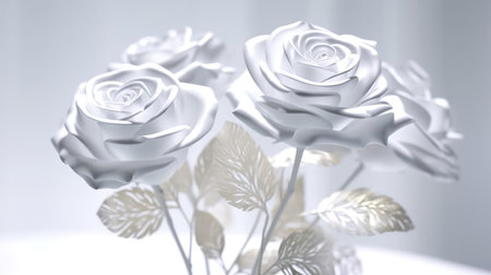 Gray And White Rose Flowers Glitter Super Detailの素材