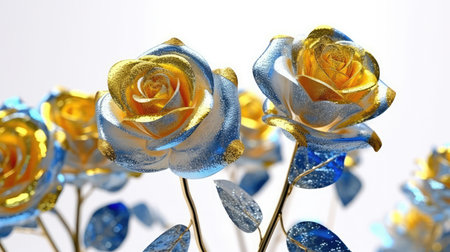 Blue Yellow Rose Flowers Transparent Glitter Clean Transparent Super Detailの素材