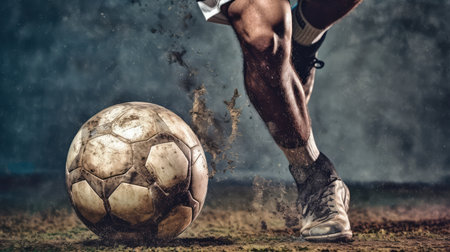 Athletes Shins Kicking A Soccer Ballの素材