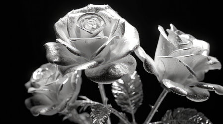 Black White Rose Flowers Transparent Glitter Clean Transparent Super Detailの素材