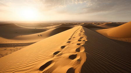 A Trail Through A Sandy Desert Dunesの素材