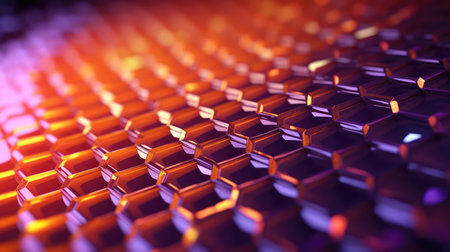 Purple Orange Honeycomb Technology Backgroundの素材