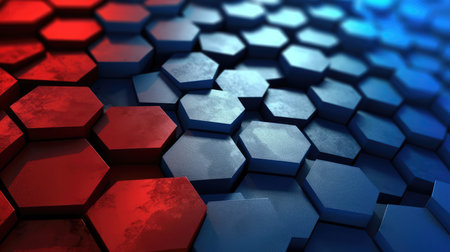 Red Blue Honeycomb Technology Backgroundの素材