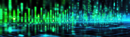 Green Blue Matrix Numbers Style Backgroundの素材