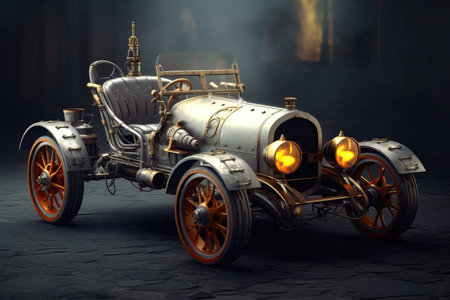 Gold Silver Steampunk Style Car Smoky Gray Sparkの素材