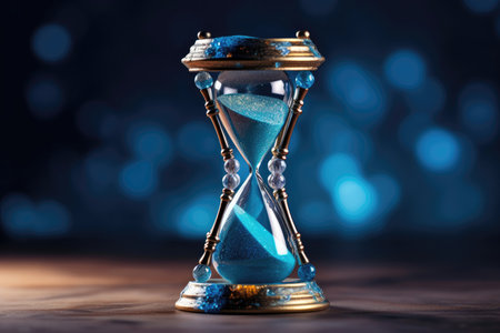 Crystal Hourglass With A Shimmering Blue Backgroundの素材