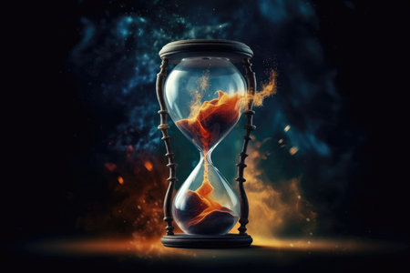 Hourglass With Swirling Smoke On A Dark And Mysterious Backgroundの素材