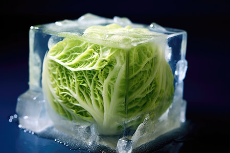 Macro Photo One Cabbage In An Ice Cubeの素材