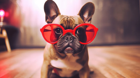 Dog With Sunglasses On The Floorの素材