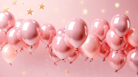 Bunch Of Balloons Rose Pink Birth Day Celebration Greeting Card Designの素材