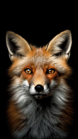 Portrait Of Fox Animal On Black Backgroundの素材
