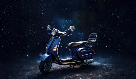 Scooter With A Starry Background In The Style Of Book Art Installationsの素材