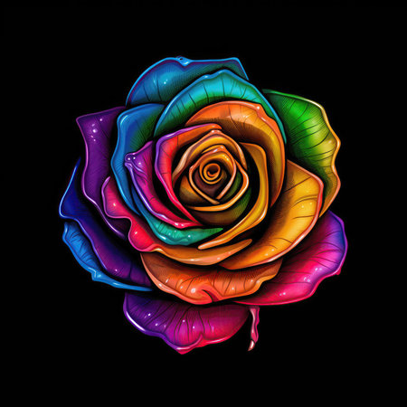 Rainbow Rose A Compass Icon In The Shape Of A Blooming Roseの素材