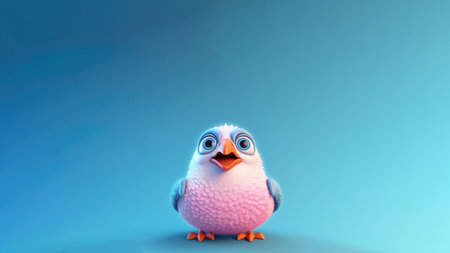 A Cute Cartoon Bird Character Designs Skyblue White Pinkの素材