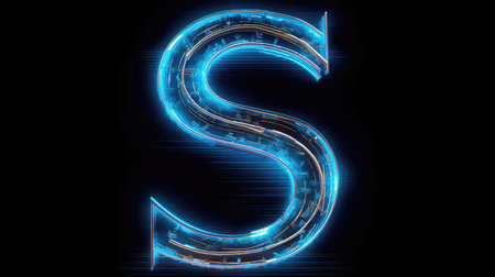 Letter S Trading Chart Blue Neon Lines Black Backgroundの素材