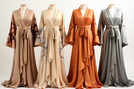 Beige Woman Kimonos On White Backgroundの素材