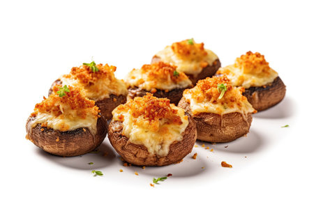 Cheese Stuffed Mushrooms On A White Backgroundの素材