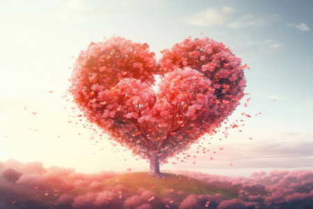 Tree In Heart Shape Delicate Backgroundの素材