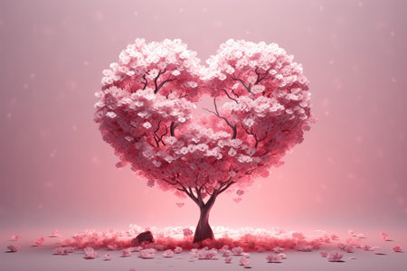 Tree In Heart Shape Delicate Backgroundの素材