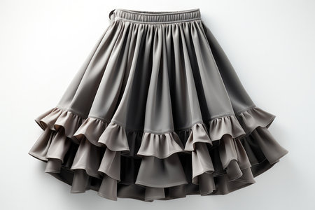 Gray Fabric Pleated Skirt On White Backgroundの素材