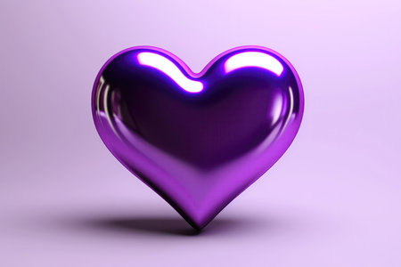 Lively Purple Glossy Heart Shape. Mother's Day, Women's Day, Valentine's Dayの素材