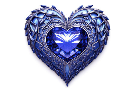 Heart Shape Of Sapphire Stone Fractal On White Backgroundの素材