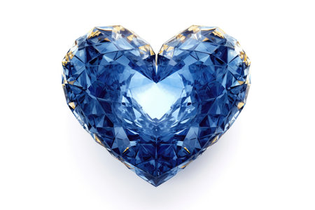 Heart Shape Of Sapphire Stone Fractal On White Backgroundの素材
