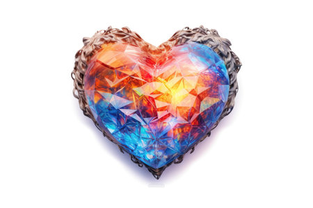 Heart Shape Of Opal Stone Fractal On White Backgroundの素材