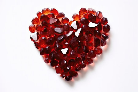 Heart Shape Of Garnet On White Backgroundの素材