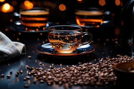 Transparent Coffee Cup And Coffee Beans From Transparency Of Dots Blueの素材