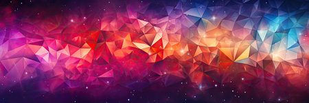 Geometric Lines Abstract Crystalline Red Purple Yellow Panoramic Backgroundの素材