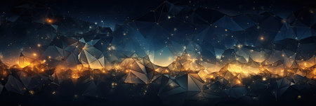 Geometric Lines Abstract Crystalline Purple Yellow Purple Panoramic Backgroundの素材