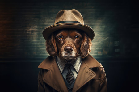 Charming Dog As A Dashing Detective With A Detective Hat.の素材