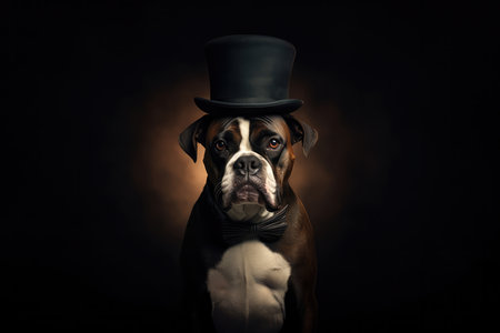 Gentleman Dog Looking Dashing In A Classic Top Hat.の素材