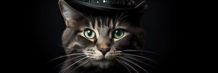 Quirky Cat Posing In A Magicians Top Hat.の素材