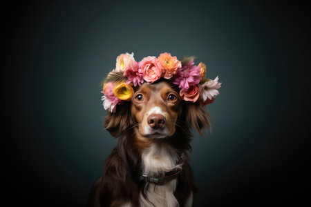 Fashionforward Dog In A Trendy Bohemian Flower Crown.の素材