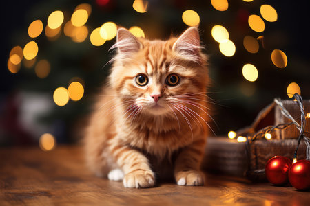 Pet Cat Feeling Festive In A Cozy Christmas Sweater.の素材
