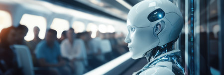 Robot As Human In Train.の素材
