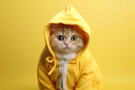 Silly Cat Dressed As A Banana, Bringing Humor To The Photo Shoot.の素材