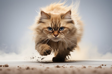 Running Himalayan Cat On White Background.の素材
