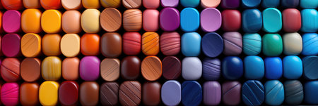 Retro Stripes In A Vibrant Rainbow Palette.の素材