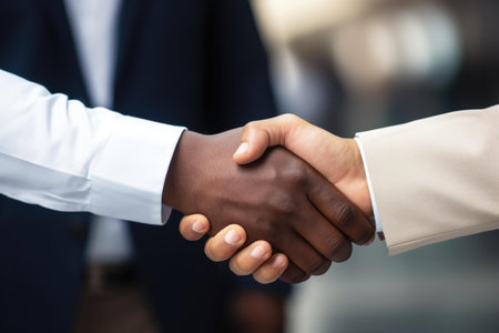 A Close Up Of Two People Shaking Hands.の素材