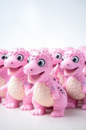 Pink Toy Dinosaur Figures White Background . Pink Toy, Toy Dinosaur Figures, White Background.の素材